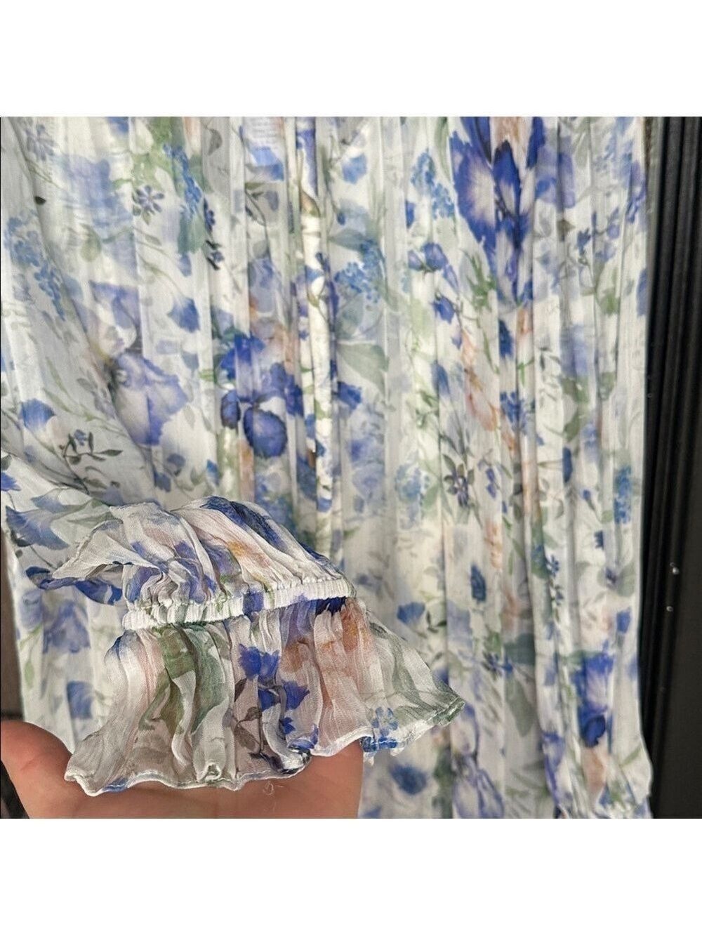 Zimmermann Blue and White Floral Long Sleeve Dress - Picture 4 of 6